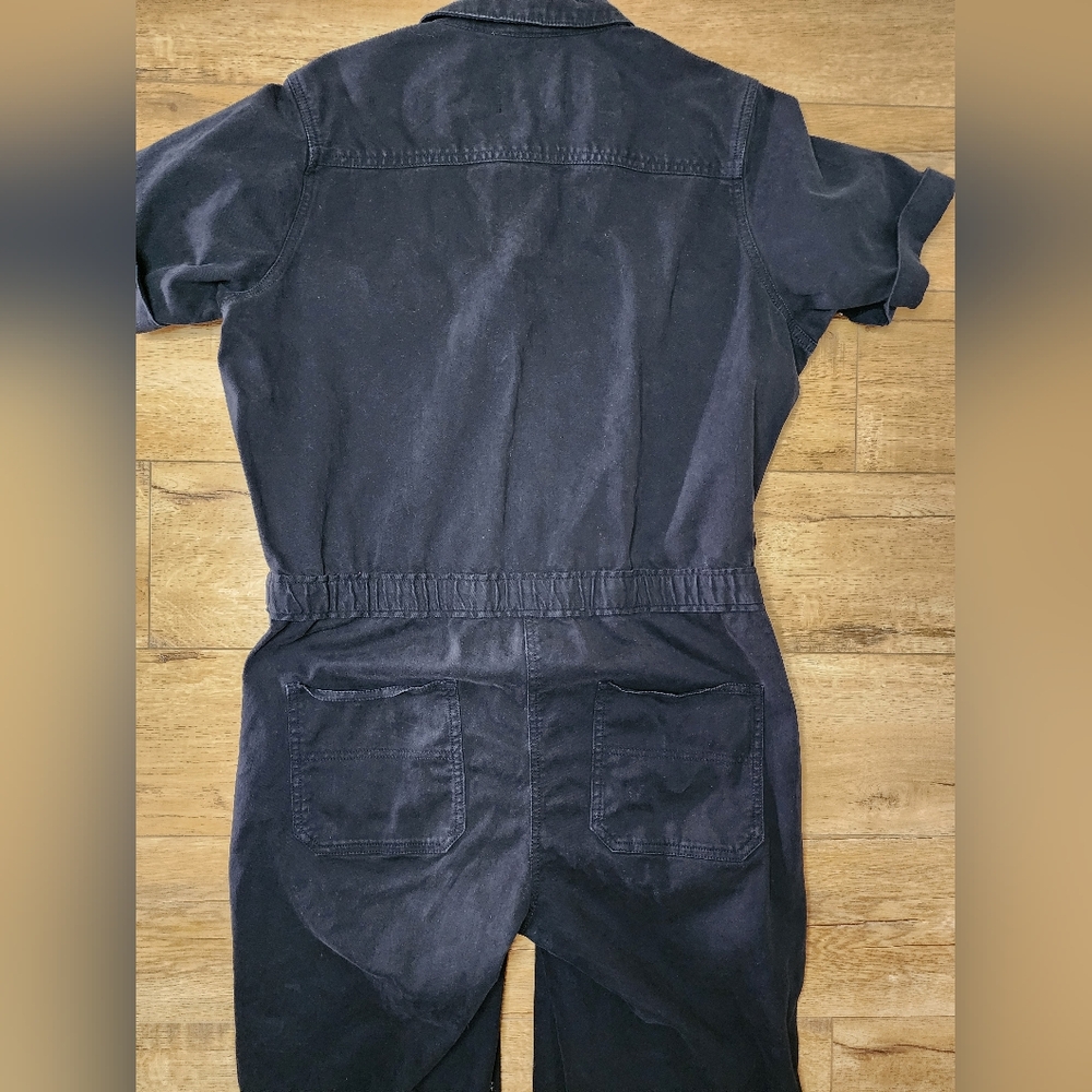 Wildfang x BP Womens M The Essential Coverall Black Denim Jumpsuit Short Sleeve - Picture 9 of 10